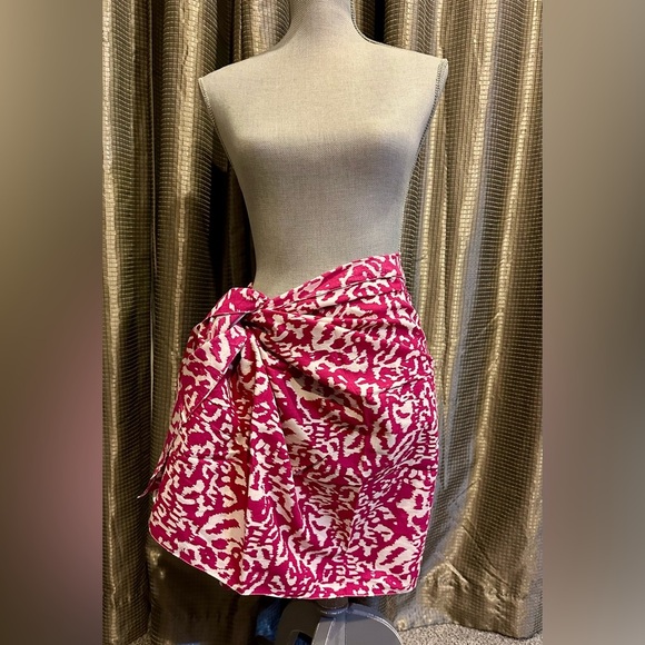 DVF Diane Von Furstenberg Hot Pink White Batik Print Scarf Shawl Sarong R $258 - Picture 4 of 10